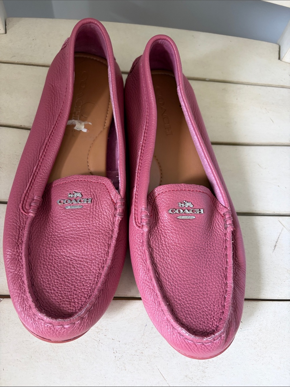 Coach mauve Pink Leather Driving Loafers - Women